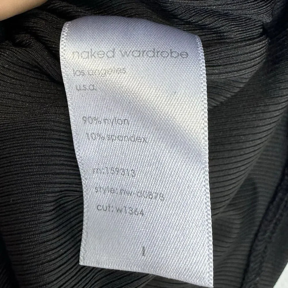 Naked Wardrobe Whimsigoth Off The Shoulder Mini Dress Large Black Ruched Cut Out - Picture 8 of 8